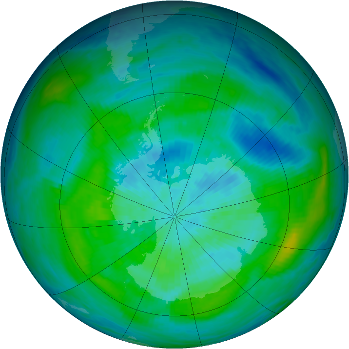 Antarctic ozone map for 22 March 1983